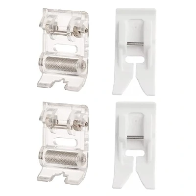 Immagine di Guador Piedino per Macchina da Cucire in Teflon Piedini a Rullo Pelle, Universale Scatto Compatibili Domestiche Antiaderente 4pcs