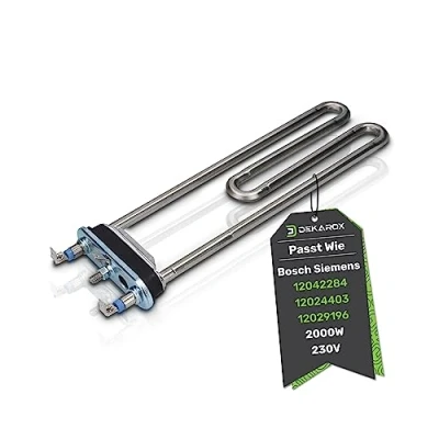 Immagine di DEKAROX Elemento riscaldante 2000 W 230 V per Bosch Siemens 12042284 12024403 12029196 lavatrice come iQ100 iQ300 Maxx Classixx Logixx varioPerfect iSensoric extra classe Siwamat