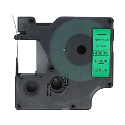 Immagine di BROVACS 1 confezione di nastro adesivo nero su verde compatibile per DYMO D1 45809 19 mm 3/4&quot; OPA2309