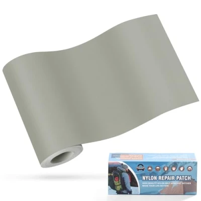 Immagine di Toppe autoadesive in nylon, 10x160cm OAZ autoadesive, impermeabile, toppa di riparazione per tende, piumino, sacco a pelo, Grigio chiaro