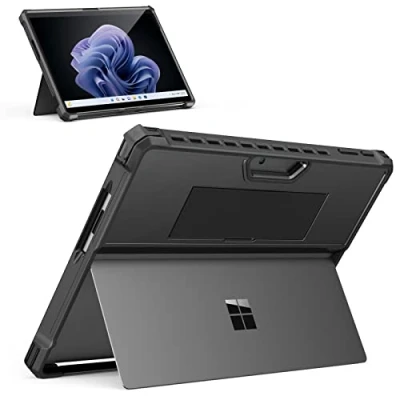 Immagine di MoKo Custodia per Surface Pro 11 /Surface 10 9 13 Pollici, Cover Protettiva Robusta con Cinghia da Mano Compatibile Tastiera Type 11/10/9, Nero