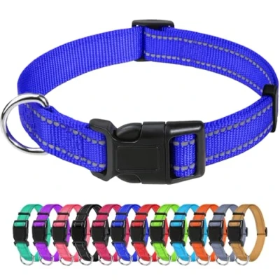Immagine di TagME Collare per Cani in Nylon Riflettente, Fibbia Staccabile Durevole, Collari Di Sicurezza Regolabili Piccola Taglia, Blu Navy, Larghezza 2.0 cm