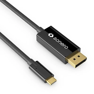 Immagine di Sonero UCC020 015 USB C al Cavo DisplayPort, 4K @ 60Hz con 18 Gbps, 3.1, Old Fashion, Thunderbolt 3 Compatibile MacBook PRO, Samsung S8, dell XPS 15 e L&#039;Altro Computer, 1,5m Nero