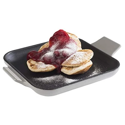 Immagine di APS Serving Pan &quot;Cast Iron&quot; Mini padella in ghisa, ghisa smaltata, quadrata, L x P A: 13 cm 2 cm, impilabile, resistente al forno, ciotola, grigio