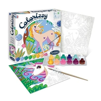 Immagine di Sentosphère 3904507 Set da colorare, Motivo Colorizzy, Pittura con Numeri, per Bambini, unicorni, Kit Creativo, Fai Te, Multicolore, DIY,