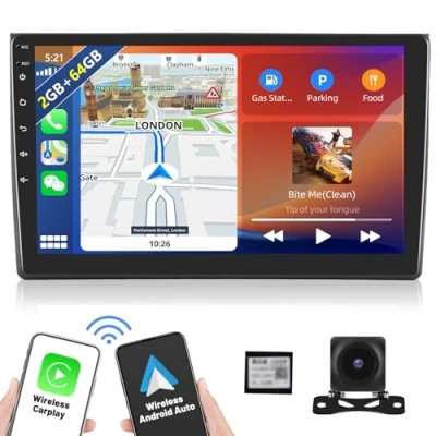 Immagine di [2+64G] Autoradio Android 13 con Navi per Audi A4 2002 2003 2004 2005 2006 2007 2008,Lettore Radio 9&quot; Touch Screen Wireless Carplay Auto GPS WiFi Hi FI BT FM RDS+Telecamera inversa&amp;Mic