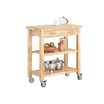 Immagine di SoBuy Carrello da cucina con route Mobile angolare L80*P40*A90cm, in legno massiccio di hevea FKW24 N