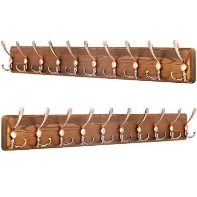 Immagine di SKOLOO Appendiabiti a parete per ingresso Stile casale 10 Ganci Tripli 97 cm da legno Appendere Cappotti Sciarpe, zaini e Altro Confezione 2