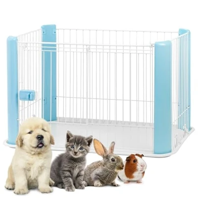 Immagine di Iris Ohyama Recinto Per Cani da Interno con Porta, A60cm, Blu, Plastica, Parco, Cucciolo, Gatti, Animali domestici, Interni, Esterni, Gabbia, Cuccia, Canile, CLS 960