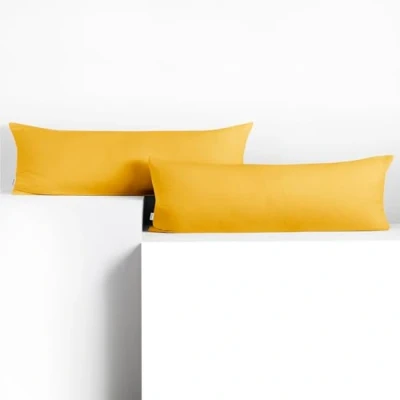 Immagine di DecoKing 2 federe 40 x 200 cm, in cotone, con chiusura lampo, colore giallo ambra