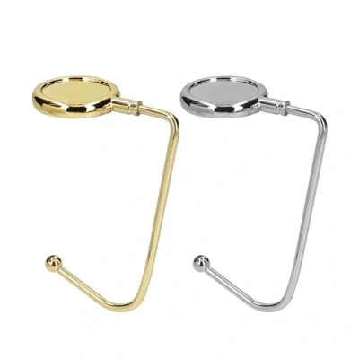 Immagine di kwmobile 2x Gancio Borsa da Tavolo Appendi in Alluminio Antiscivolo Antigraffio Set Appendiborsa per Tavoli e Scrivanie max. 3kg oro/argento