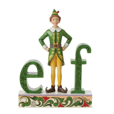 Immagine di Elfo di Jim Shore The Name Is Buddy, Elf (Buddy Standing In Word Elf) Figurine