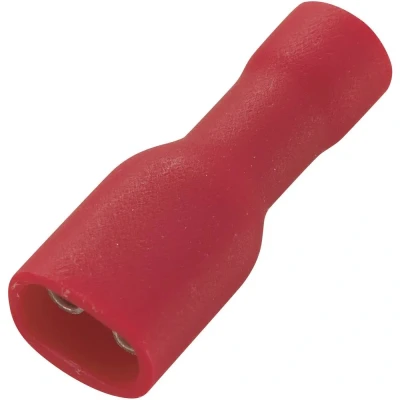 Immagine di TRU COMPONENTS 1566938 Presa piatta Larghezza spina: 4.8 mm Spessore 0.5 180 Completamente isolato Rosso 50 pz.