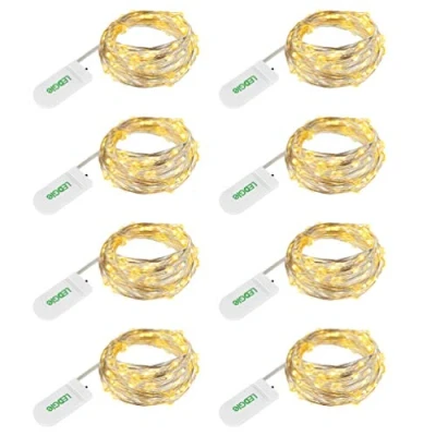 Immagine di LEDGLE 30 LEDs Luci Stringa 4.9ft Fili Rame Bianco Caldo per Decorazioni 8 Pezzi, Natale/Camera/Parti/Costume Fare Decorativo, a Batteria (Inclusa)
