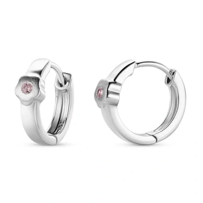 Immagine di Miore Orecchini Cerchio Bambina con Zirconi Brillanti in Argento Sterling 925, Piccoli a lobo anallergici Zirconi. Chiusura perno passante e scatto.