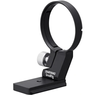 Immagine di Samyang Fascetta per treppiede Sony E Mount, anello di supporto obiettivi AF &amp; MF, piastra a sgancio rapido con funzione Arca Swiss, compatibile Manfrotto,