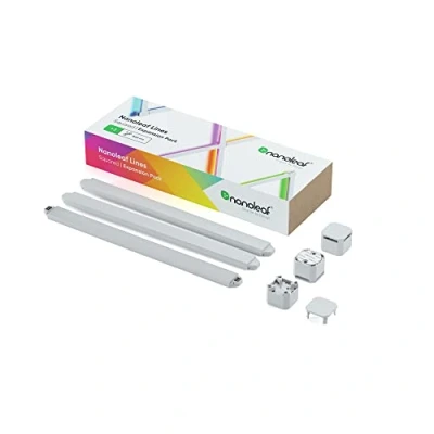 Immagine di Nanoleaf Lines 90 Degrees Expansion Pack, 3 Barre Led Aggiuntivi RGBW Smart Modulari Applique da Parete Interno Modulari, Luci 16M Colori WiFi, Sincronia Musica e Monitor Alexa