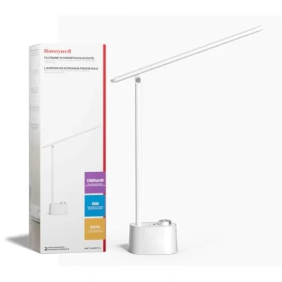 Immagine di Honeywell LED Desk Lamp H01 Pro Sunturalux™ Luce da scrivania pieghevole con porta di ricarica USB A+C, 3 modalità colore lampada tavolo dimmerabile per la lettura in ufficio (bianco)