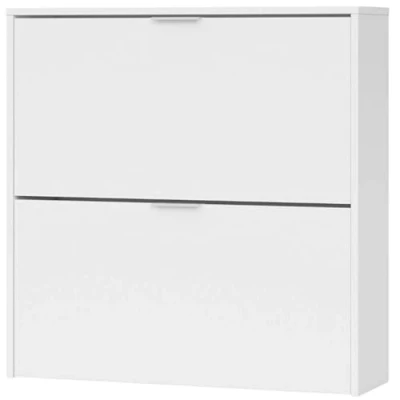 Immagine di Portascarpe 2 Porte, stretto, rifinito in bianco, misure: 75 cm (larghezza) x 76 (altezza) 22 (profondità)