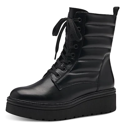 Immagine di MARCO TOZZI Stivaletti Donna con Lacci in Pelle Sintetica Zeppa, Black Comb, 39 EU