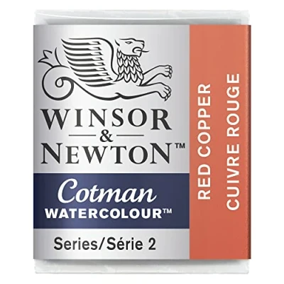 Immagine di Winsor &amp; Newton Cotman 0301471 Pittura ad acquerello, colori vivaci e di alta qualità con ottime caratteristiche lavorazione, ciotola 1/2 rosso rame