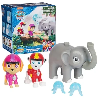 Immagine di Paw Patrol: Jungle Pups Marshall, Skye &amp; Elephant Action Figure con lanciatore di proiettili, giocattoli per bambini ragazzi e ragazze dai 3 anni in su