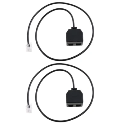 Immagine di eMagTech 2 adattatori telefonici a Y Splitter RJ9 4P4C Crystal Head compatibile con Cisco Avaya, Plantronics, 50 cm, nero