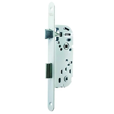 Immagine di Yale Serratura da incasso a condanna, asse 40 mm, baule 135 Y13R A40/B/SC, stecca reversibile con estremità rotonde, porta bagno e wc, bianco, Axe 40mm