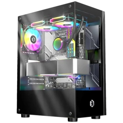 Immagine di EMPIRE Gaming (2024 Nuovo) Case da Gioco PC CM 241 ARGB Media Torre ATX, Micro ATX e ITX 3 Ventole 120 mm pin 5 Volt LED RGB Indirizzabile MB Sync Mid Tower Nero