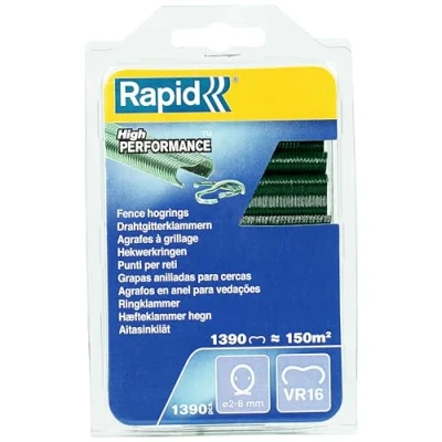 Immagine di Rapid VR16 Confezione da 1390 Anelli di Fissaggio in Acciaio Zincato con Rivestimento PET Verde per Recinzioni e Reti Metalliche 2 8 mm