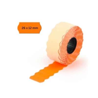 Immagine di POKORNYS 3.000 etichette autoadesive per etichettatrici (arancione/26 x 12 mm) I marcatura con prezzo, data, numero articolo, MHD, peso manuali bordo ondulato