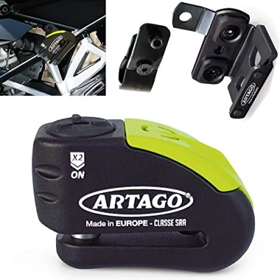 Immagine di Artago 30X1 Pack Antifurto Bloccadisco con Allarme 120db Alta Sicurezza + Supporto per BMW (R1250GS, R1200GS, F850GS, F750GS, F700GS, G310GS, F900XR), Omologato SRA e Sold Secure Gold