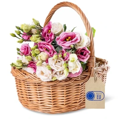 Immagine di Creative Home Cestino in Vimini, Piccolo con Manico 35 x 30 cm (+/ 1 cm) Cesta Vimini Intrecciato a Mano Regalo Portaoggetti Cesto Nascita, Porta Bomboniere Pasquale