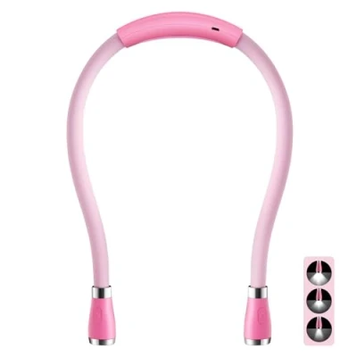 Immagine di SingHong Lampada da lettura a LED libro con luce USB ricaricabile, vivavoce, 4 lampadine LED, luminosità regolabile, per la letto o in auto (Rosa)