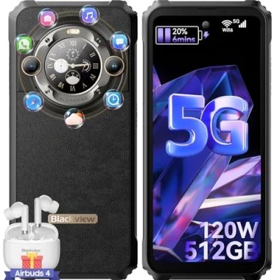 Immagine di 5G Rugged Smartphone Blackview BL9000 con Secondario Schermo, 512GB ROM+24GB RAM, Dimensity 8020, 6.78&#039;&#039; FHD+/120Hz, 8800mAh /120W, 50MP+50MP, NFC/Fingerprint/WiFi6/Android 13 Telefono Indistruttibile