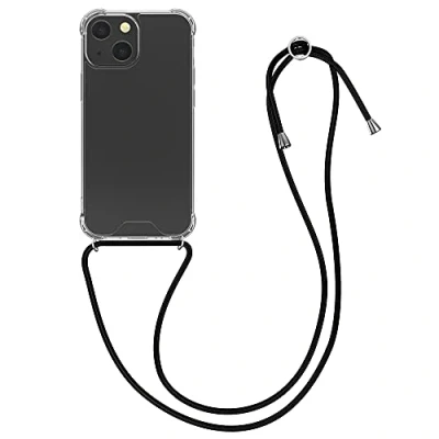 Immagine di kwmobile Custodia Compatibile con Apple iPhone 13 Mini Cover Back Case in Silicone TPU Protezione Smartphone Cordino Nero/Trasparente