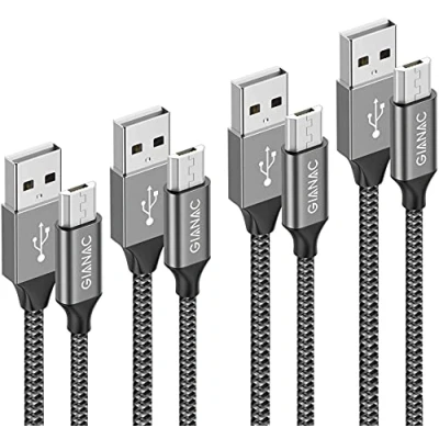 Immagine di Cavo Micro USB,[4 Pezzi:0.5m,1m,2m,3m] Nylon Android Trasferimento Dati e Ricarica Rapida Compatibile con Samsung S5/S6/S7, Huawei, HTC,LG,HTC,Kindle, PS4 Grigio