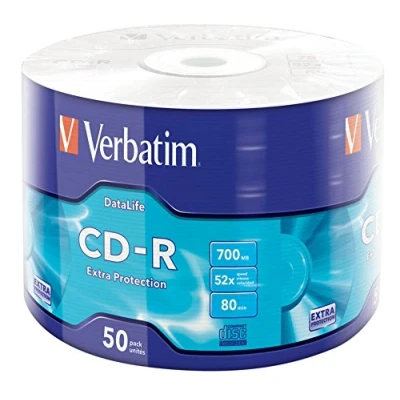 Immagine di Verbatim CD R Extra Protection, 700 MB di archiviazione dati vergini, ideale per la registrazione foto e video, compatibile con qualsiasi unità convenzionale, confezione da 50