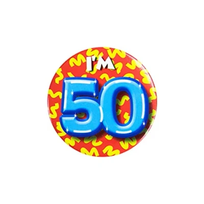 Immagine di PD Party 6014750 Compleanno Distintivo/Spillo Badge Celebrazione Festa I&#039;m 50, Multicolore, 5.5cm Lunghezza x Larghezza 0.5cm Altezza