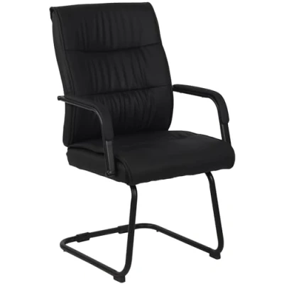 Immagine di CLP Sedia Cantilever Con Braccioli Sievert I Poltrona Da Ufficio In Similpelle Schienale Ospiti Metallo Cromato, Colore:nero/nero