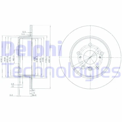 Immagine di DELPHI BG3183 Disco freno 288 10 5 pieno Oleato non trattato senza cuscinetto ruota, anello sensore ABS