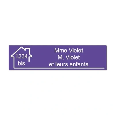 Immagine di Mygoodprice Targhetta incisa con nome e numero autoadesiva per cassetta delle lettere, 10 x 2,5 cm, personalizzabile, da 1 a 3 righe, porpora