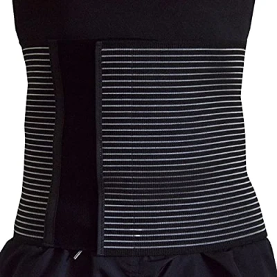 Immagine di BODYPERFECT Fascia addominale Post operatoria Unisex contenitiva parto operazione Allevia mal di schiena chiusura a strappo regolabile H 28 Nero XS