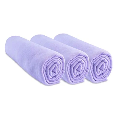 Immagine di Set di 3 lenzuola con angoli in cotone per lettino, 70 x 140 cm, colore: viola