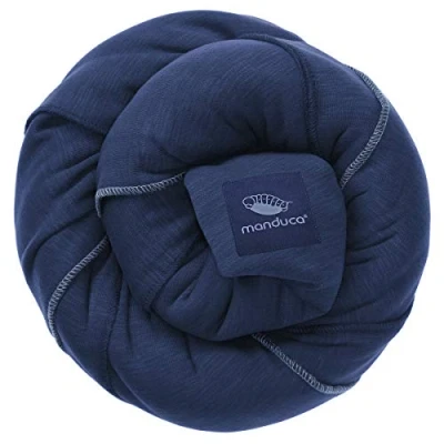 Immagine di manduca Sling &gt; Navy &lt; Fascia portabebè elastica con certificato GOTS, 100% cotone biologico, marsupio per neonati e bambini dalla nascita (3,5 15kg), blu marino