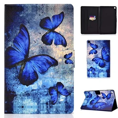Immagine di Succtop Custodia per Samsung Tab A 10.1 pollici 2019 in pelle PU Flip Stand Tablet con cintura antiscivolo e fessura carte Galaxy 10.1&quot; SM T510 T515 Farfalla