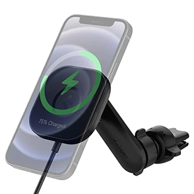 Immagine di Spigen OneTap Pro MagFit Caricatore Wireless Magnetico per Auto Progettato Magsafe Compatibile con iPhone 16 Max, Pro, Plus, 16, Modelli 15,14, 13 e 12