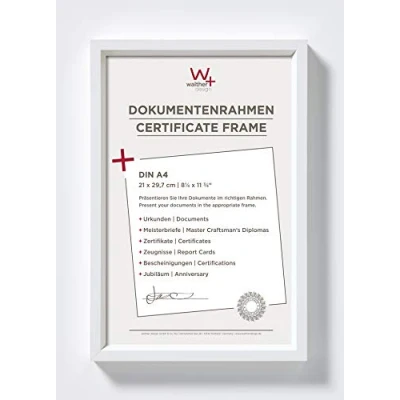 Immagine di walther designCornice per quadri bianca 21 x 29,7 cm (DIN A4) con passe partout, cornice in plastica Steel Style ES130W