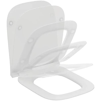 Immagine di Ideal Standard i.life B, Tavoletta WC slim squadrata con chiusura rallentata e sgancio rapido, Copri in Duroplast antibatterico cerniere acciaio inox, Bianco