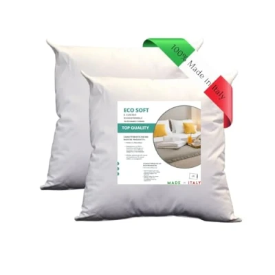 Immagine di GM ECO Soft Cuscini Letto 50x50 Guanciali per dormire 2 pezzi rivestimento in fibre sintetiche anallergiche fresco lavabile anallergico e traspirante Made Italy